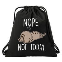 Nope Not Today Funny Lazy Cat Drawstring Bag