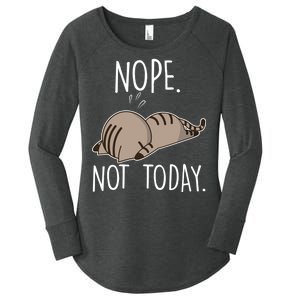 Nope Not Today Funny Lazy Cat Women's Perfect Tri Tunic Long Sleeve Shirt