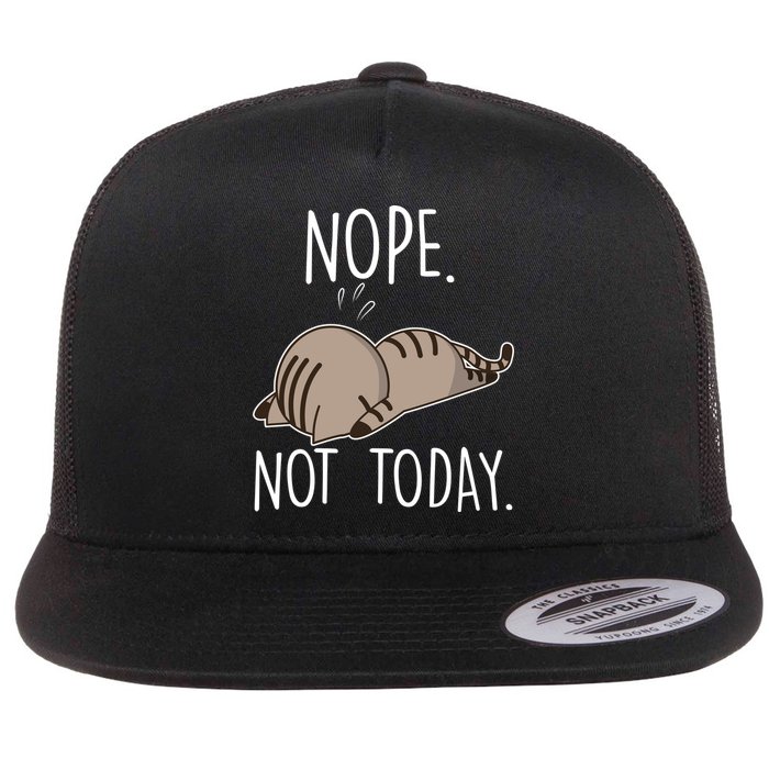 Nope Not Today Funny Lazy Cat Flatbill Hat