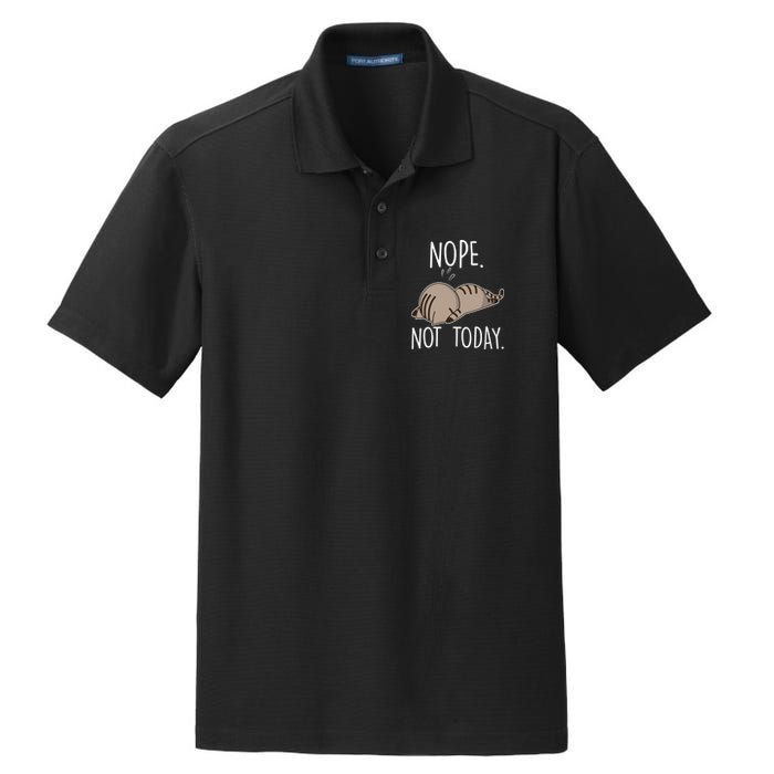 Nope Not Today Funny Lazy Cat Dry Zone Grid Polo