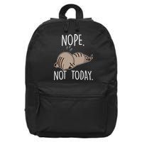 Nope Not Today Funny Lazy Cat 16 in Basic Backpack