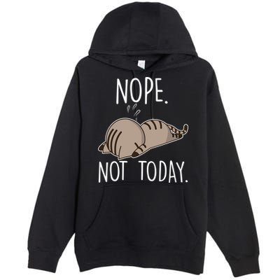 Nope Not Today Funny Lazy Cat Premium Pullover Hoodie