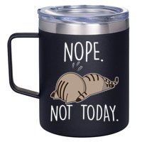Nope Not Today Funny Lazy Cat 12oz Stainless Steel Coffee Mug