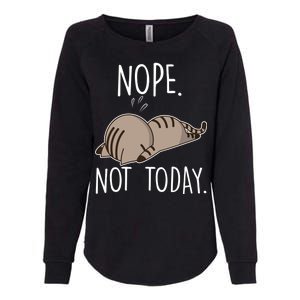 Nope Not Today Funny Lazy Cat Womens California Wash Sweatshirt