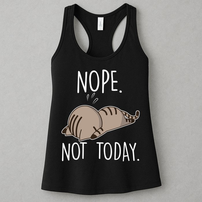 Nope Not Today Funny Lazy Cat Womens Tank Top