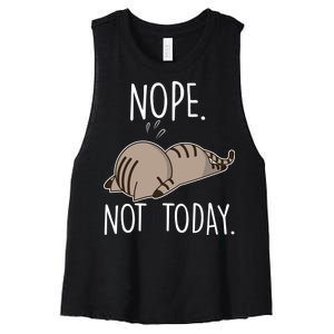 Nope Not Today Funny Lazy Cat Women's Racerback Cropped Tank