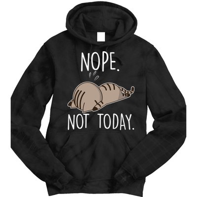 Nope Not Today Funny Lazy Cat Tie Dye Hoodie