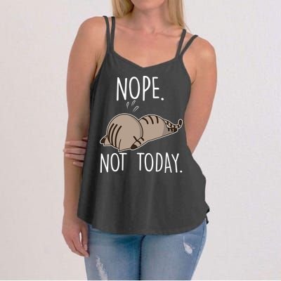 Nope Not Today Funny Lazy Cat Women's Strappy Tank