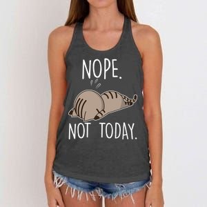 Nope Not Today Funny Lazy Cat Women's Knotted Racerback Tank