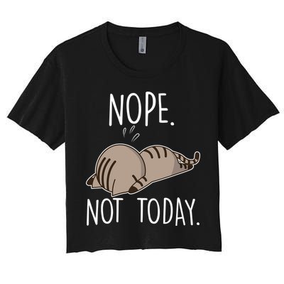 Nope Not Today Funny Lazy Cat Crop Top