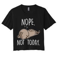 Nope Not Today Funny Lazy Cat Crop Top