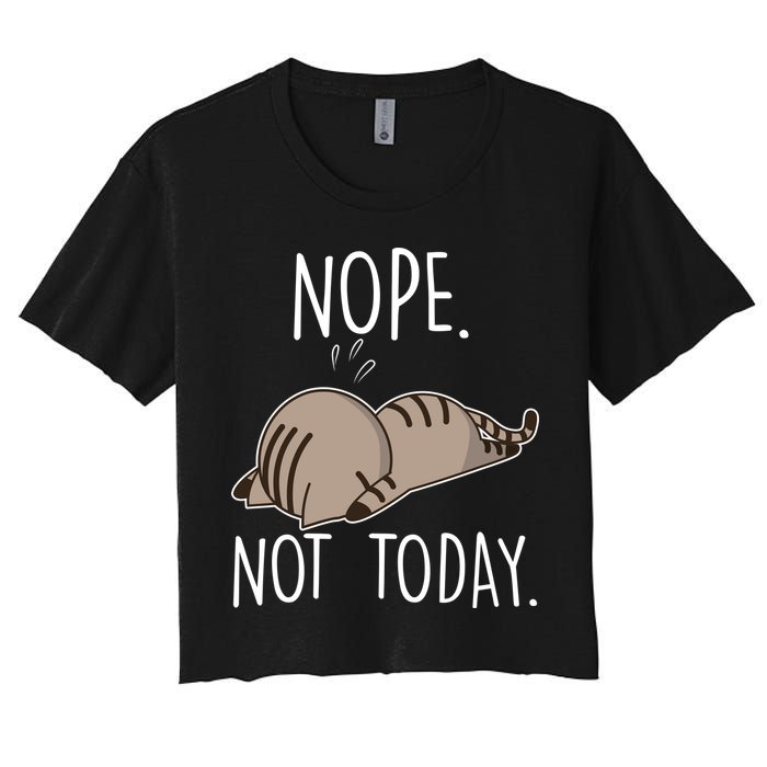 Nope Not Today Funny Lazy Cat Crop Top
