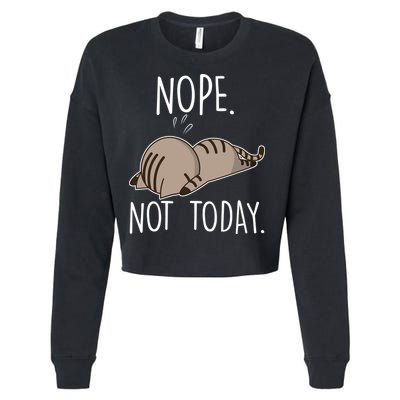 Nope Not Today Funny Lazy Cat Cropped Pullover Crew