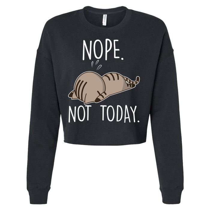 Nope Not Today Funny Lazy Cat Cropped Pullover Crew