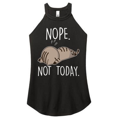 Nope Not Today Funny Lazy Cat Women's Perfect Tri Rocker Tank