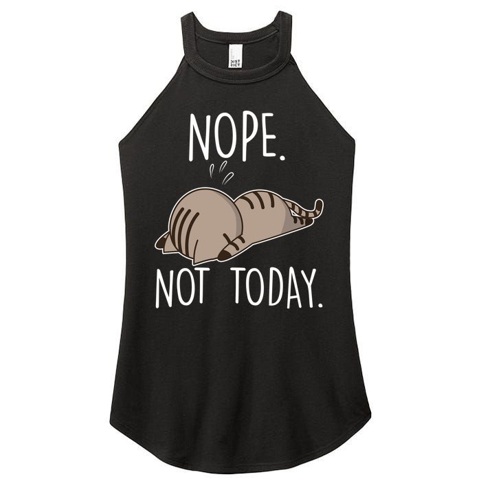 Nope Not Today Funny Lazy Cat Women's Perfect Tri Rocker Tank