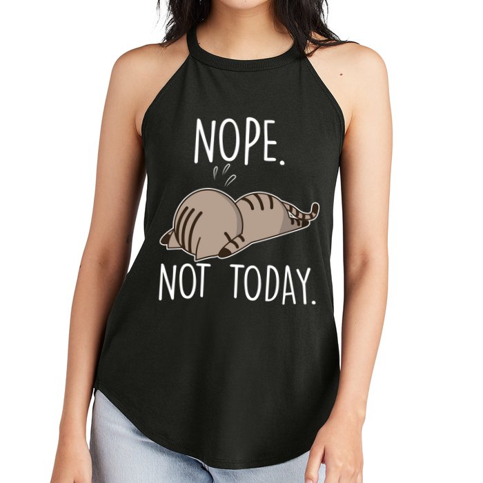 Nope Not Today Funny Lazy Cat Women's Perfect Tri Rocker Tank
