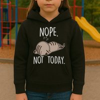 Nope Not Today Funny Lazy Cat Kids Hoodie