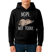 Nope Not Today Funny Lazy Cat Kids Hoodie