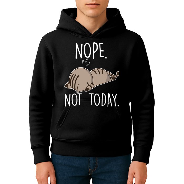Nope Not Today Funny Lazy Cat Kids Hoodie