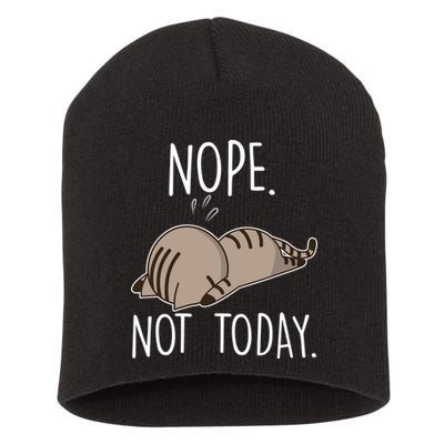 Nope Not Today Funny Lazy Cat Short Acrylic Beanie