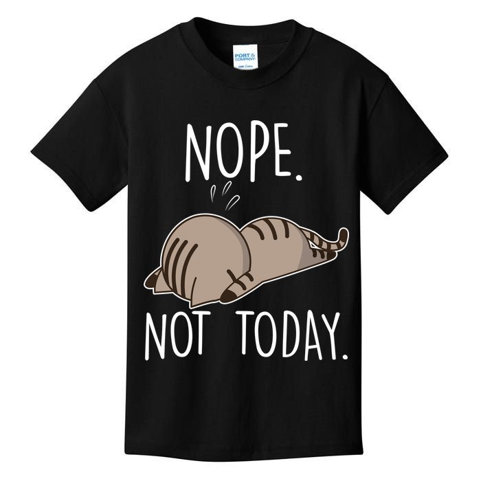 Nope Not Today Funny Lazy Cat Kids T-Shirt