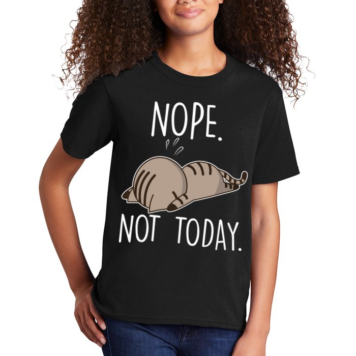 Nope Not Today Funny Lazy Cat Kids T-Shirt