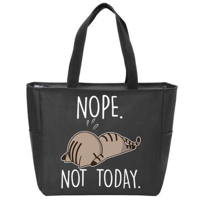 Nope Not Today Funny Lazy Cat Zip Tote Bag