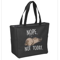 Nope Not Today Funny Lazy Cat Zip Tote Bag
