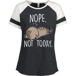 Nope Not Today Funny Lazy Cat Enza Ladies Jersey Colorblock Tee