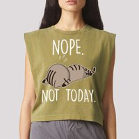 Nope Not Today Funny Lazy Cat Garment-Dyed Women's Muscle Tee