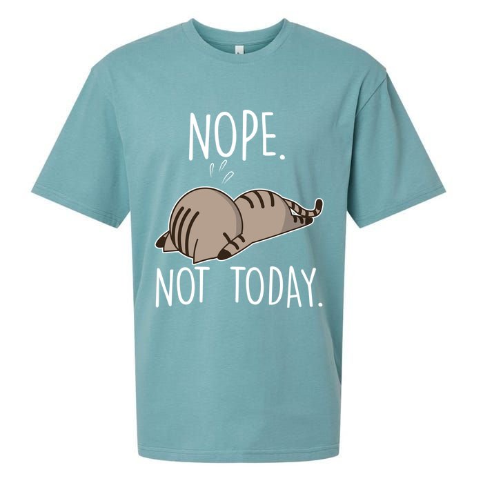 Nope Not Today Funny Lazy Cat Sueded Cloud Jersey T-Shirt