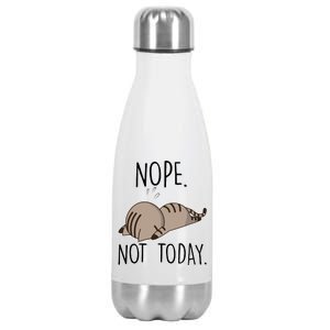 Nope Not Today Funny Lazy Cat Stainless Steel Insulated Water Bottle