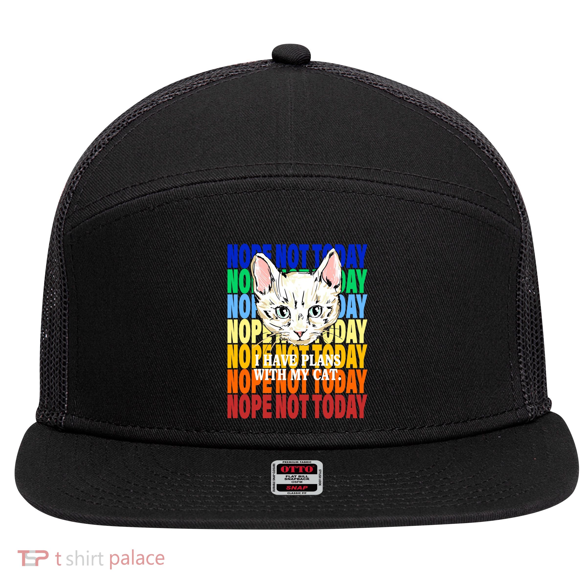 Nope Not Today I Have Plans With My Cat 7 Panel Mesh Trucker Snapback Hat
