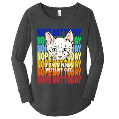 Nope Not Today I Have Plans With My Cat Women's Perfect Tri Tunic Long Sleeve Shirt