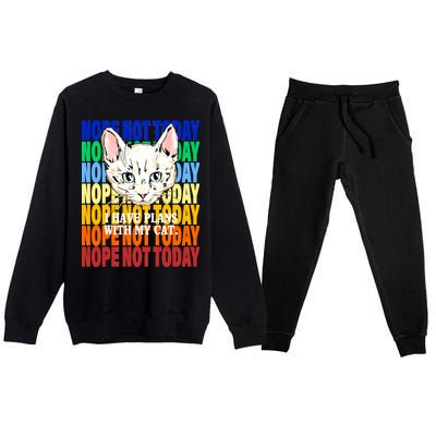 Nope Not Today I Have Plans With My Cat Premium Crewneck Sweatsuit Set