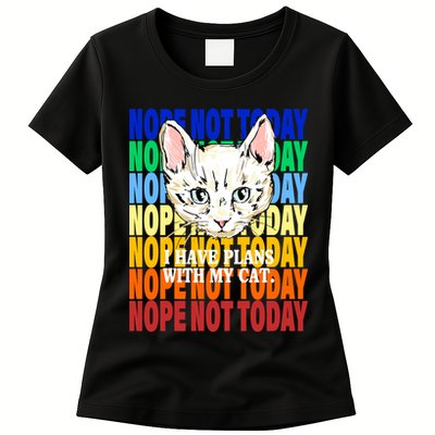 Nope Not Today I Have Plans With My Cat Womens T-Shirt
