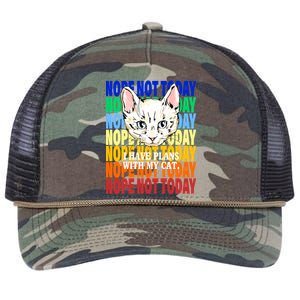 Nope Not Today I Have Plans With My Cat Retro Rope Trucker Hat Cap