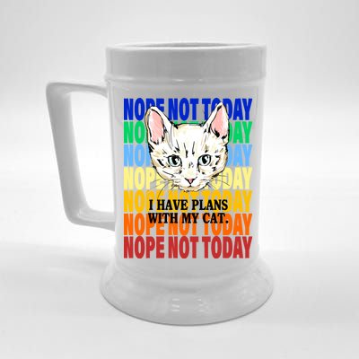 Nope Not Today I Have Plans With My Cat Beer Stein