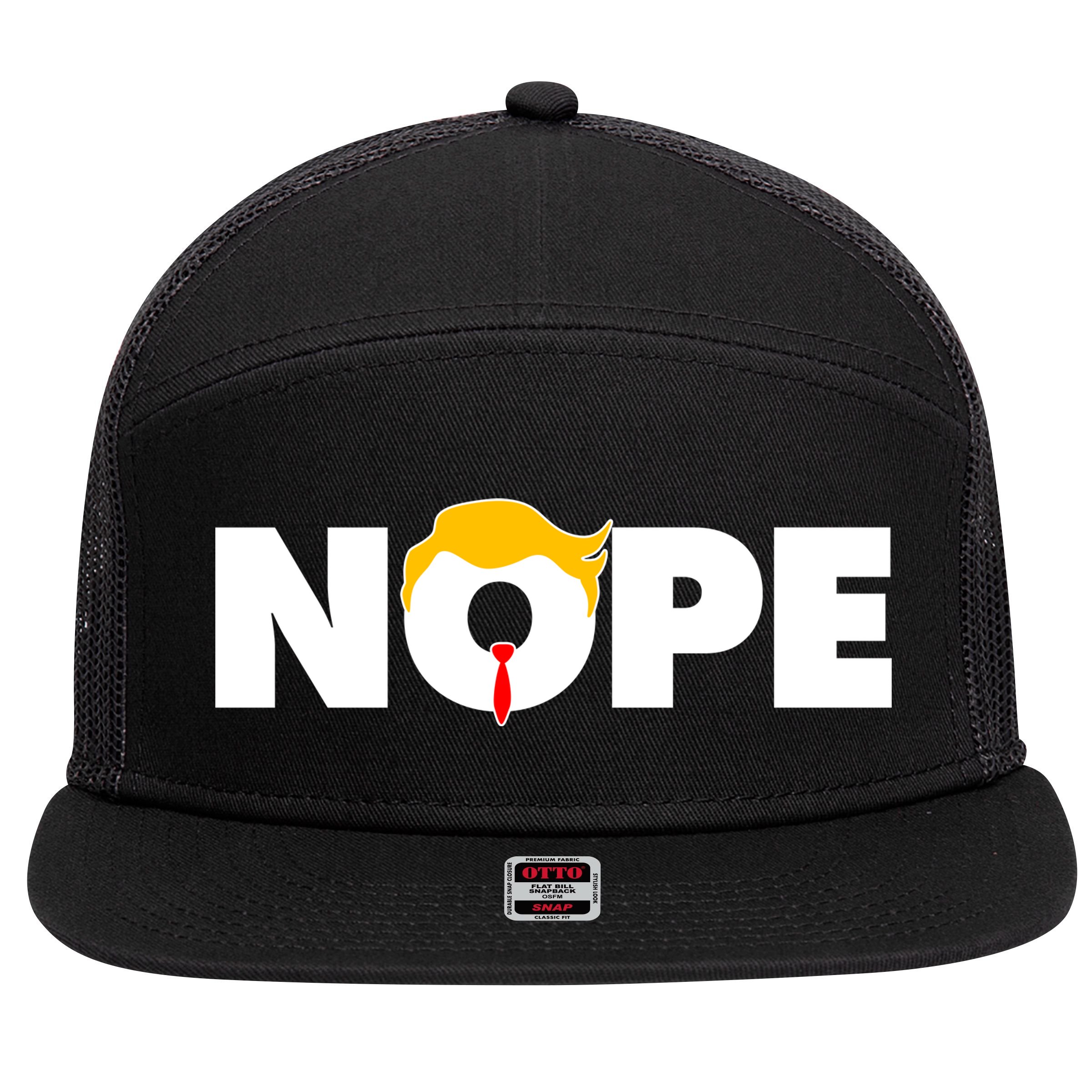 Nope To Trump 7 Panel Mesh Trucker Snapback Hat