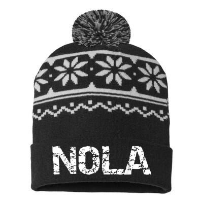 New Orleans Road Trip Gifts Vacation Quote Distressed Nola USA-Made Snowflake Beanie