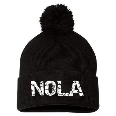 New Orleans Road Trip Gifts Vacation Quote Distressed Nola Pom Pom 12in Knit Beanie