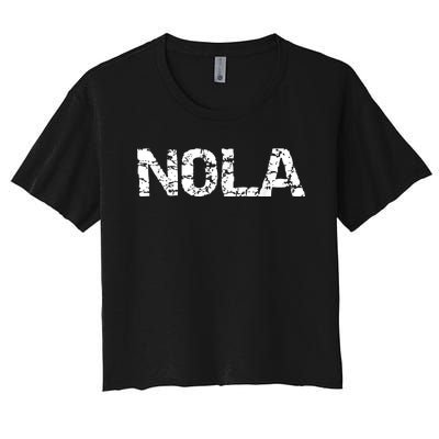 New Orleans Road Trip Gifts Vacation Quote Distressed Nola Women's Crop Top Tee