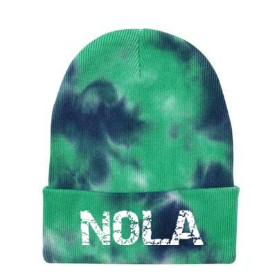 New Orleans Road Trip Gifts Vacation Quote Distressed Nola Tie Dye 12in Knit Beanie