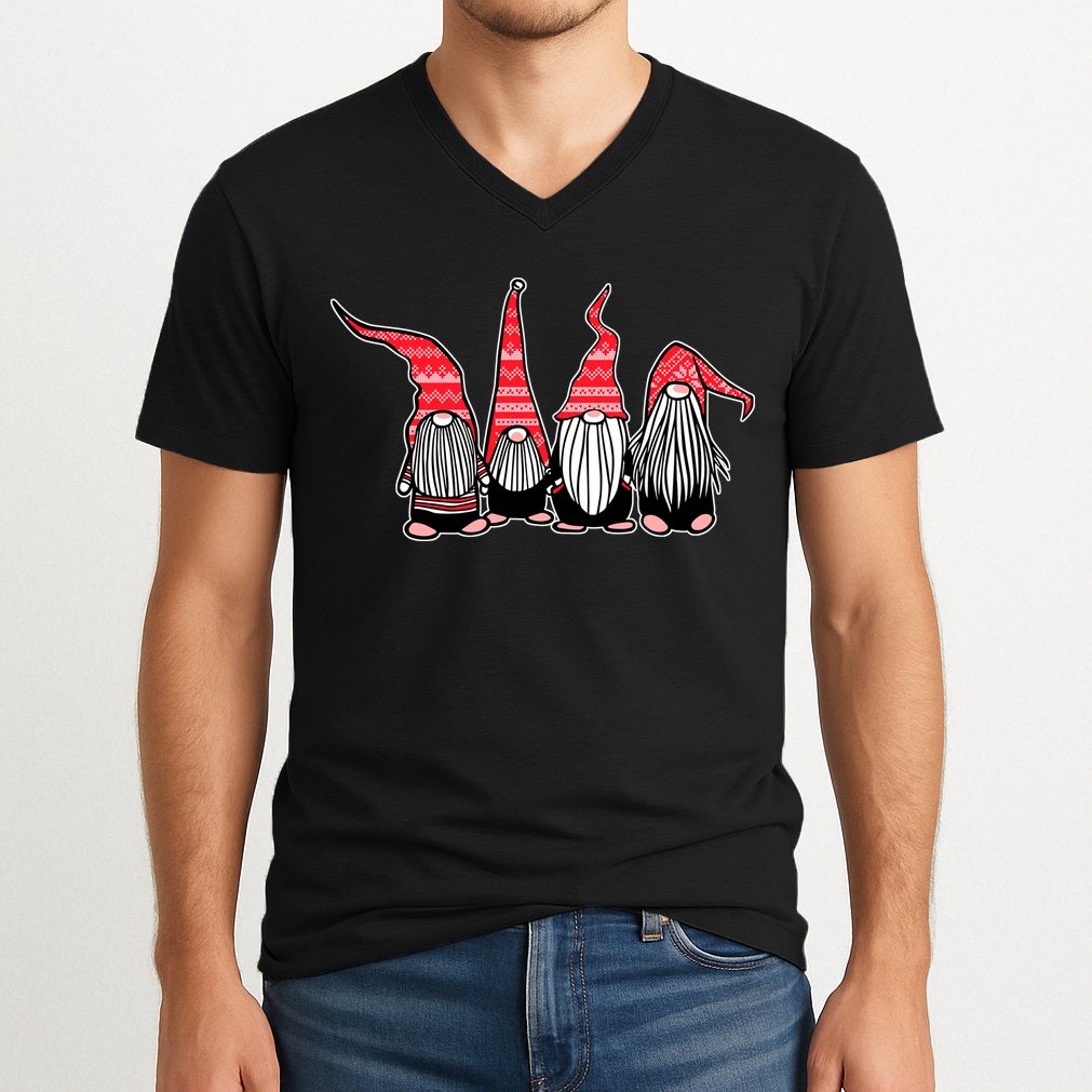 Nordic Gnomes Winter Christmas V-Neck T-Shirt
