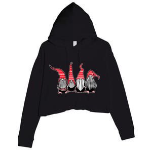 Nordic Gnomes Winter Christmas Crop Fleece Hoodie