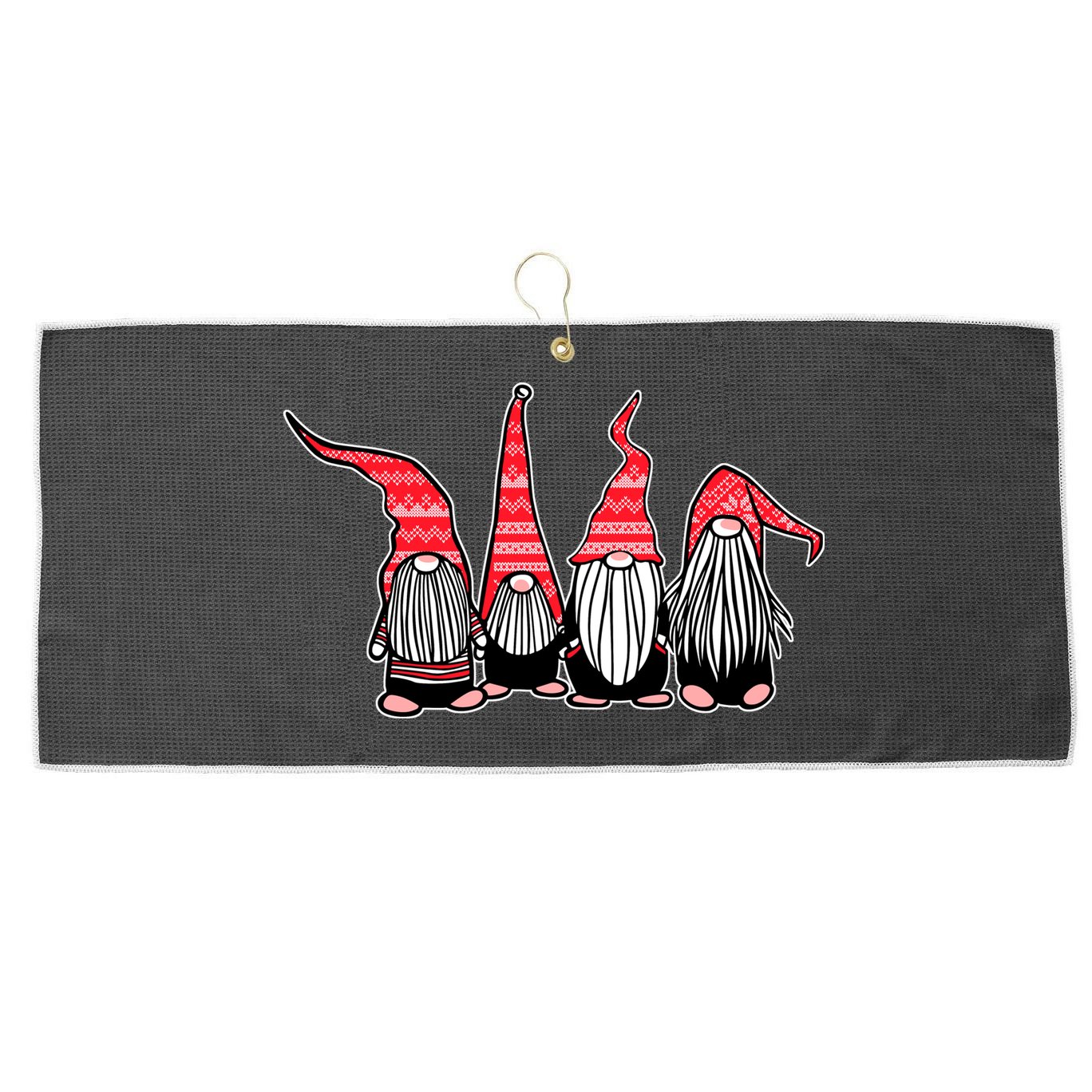 Nordic Gnomes Winter Christmas Large Microfiber Waffle Golf Towel