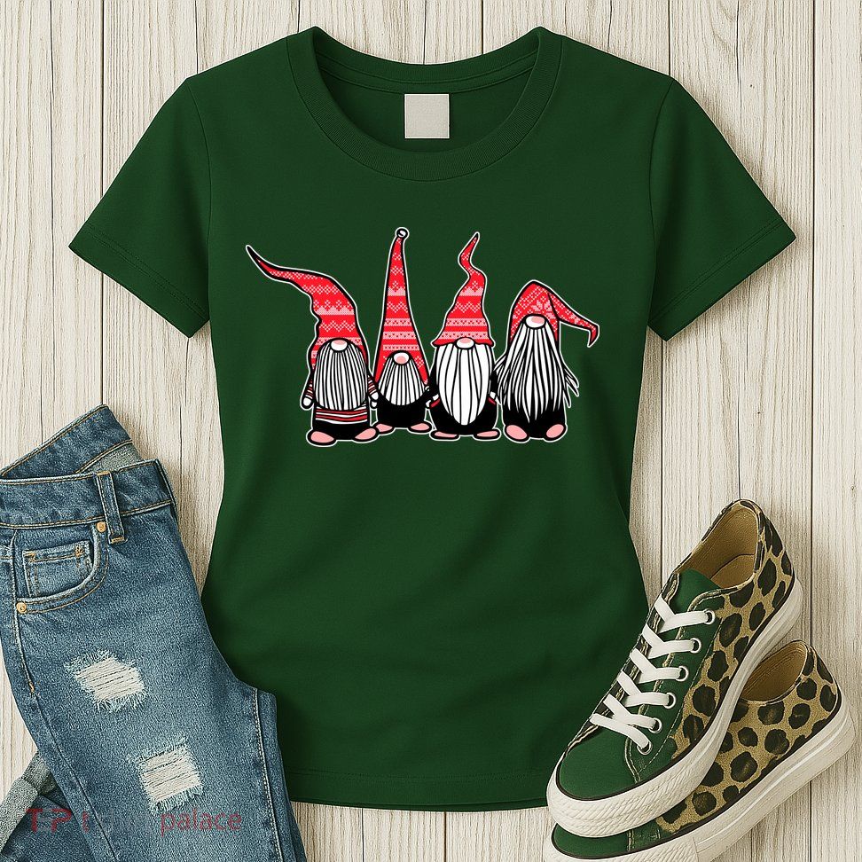 Nordic Gnomes Winter Christmas Womens T-Shirt