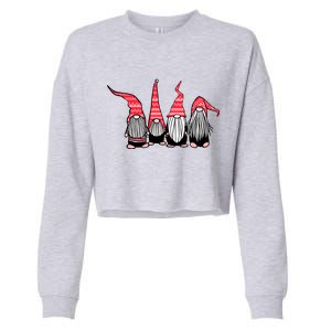 Nordic Gnomes Winter Christmas Cropped Pullover Crew