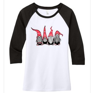 Nordic Gnomes Winter Christmas Women's Tri-Blend 3/4-Sleeve Raglan Shirt